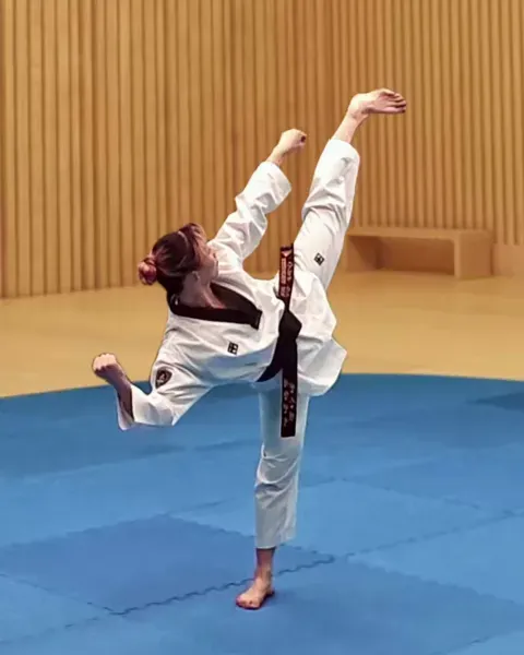 Oesanteul-yeop-chagi, Side Kick + Single Mountain Block (slow)