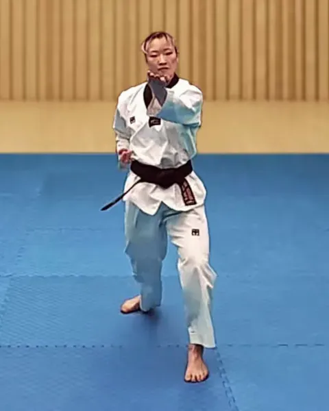 Sonnal-an-chigi, Inward Knifehand Strike (palm up, neck-height)